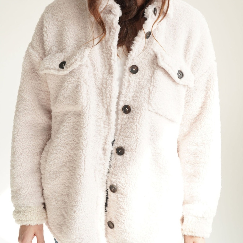 Carly Jean Los Angeles CJLA Beckham Jacket in Cream NWT